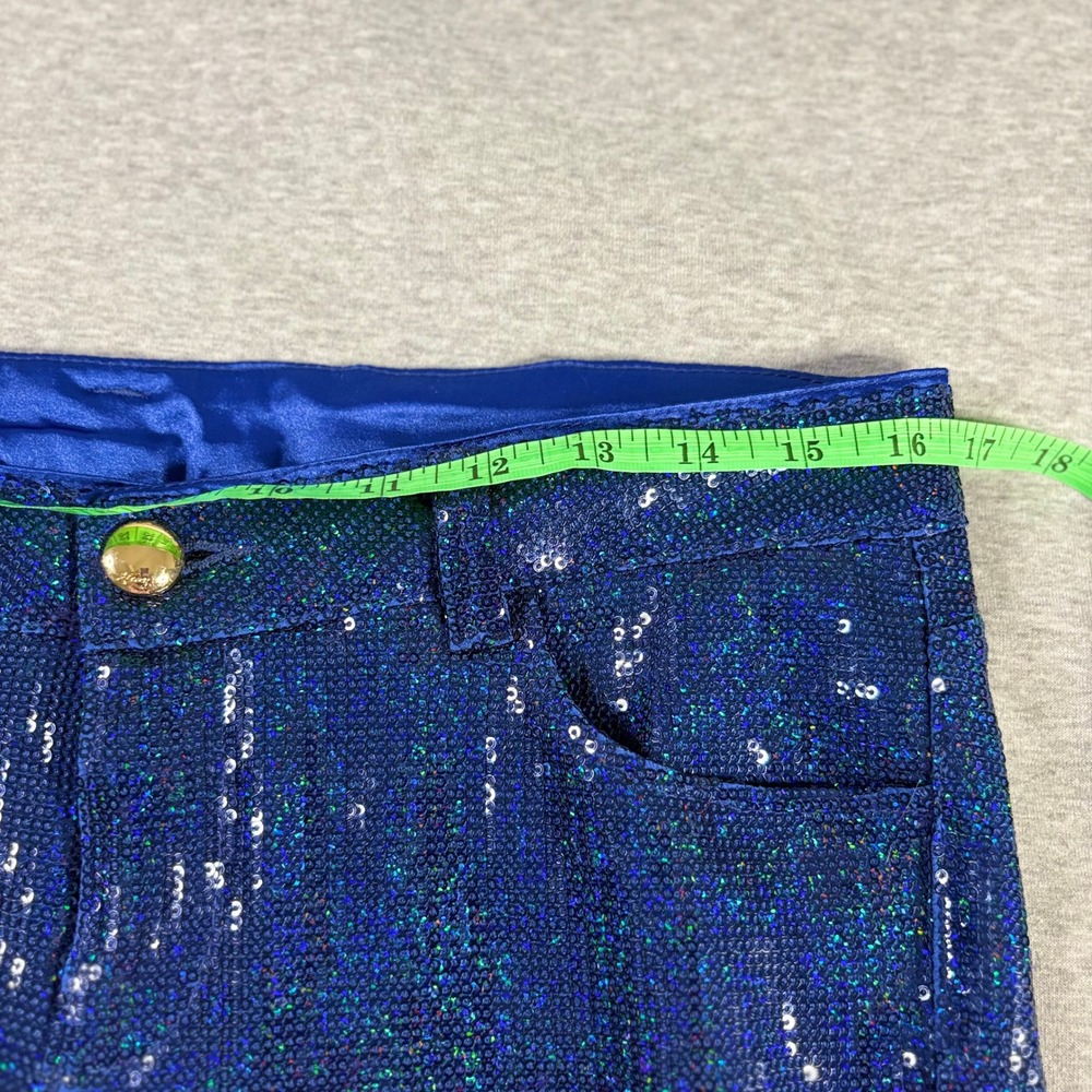 Siwy Hannah Marine Blue Sequin Skinny Pants Lined Glam Party Disco Size 29 - Picture 8 of 12